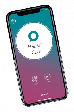 Un móvil con el texto -Haz un click- en pantalla